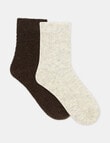 Ambra Waffle Crew Socks, 2-Pack, Cream & Coffee product photo View 02 S