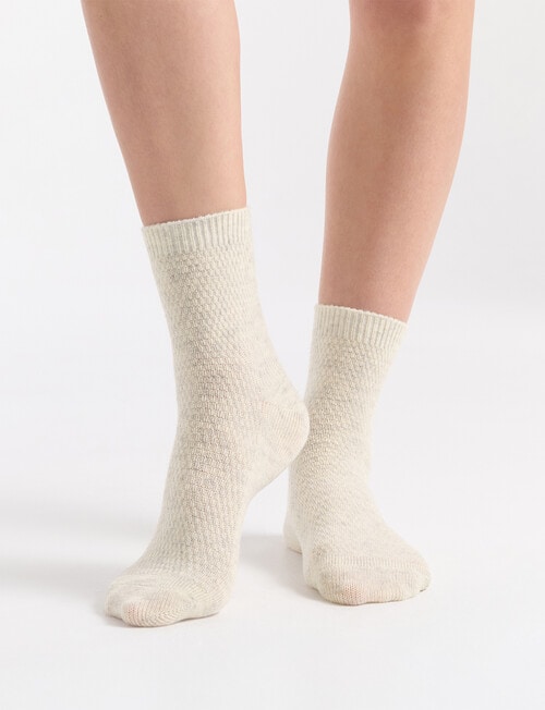 Ambra Waffle Crew Socks, 2-Pack, Cream & Coffee product photo View 03 L