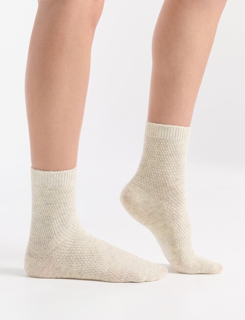 Ambra Waffle Crew Socks, 2-Pack, Cream & Coffee product photo View 04 L