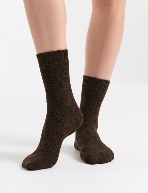 Ambra Waffle Crew Socks, 2-Pack, Cream & Coffee product photo View 05 L