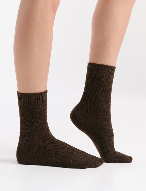 Ambra Waffle Crew Socks, 2-Pack, Cream & Coffee product photo View 06 L