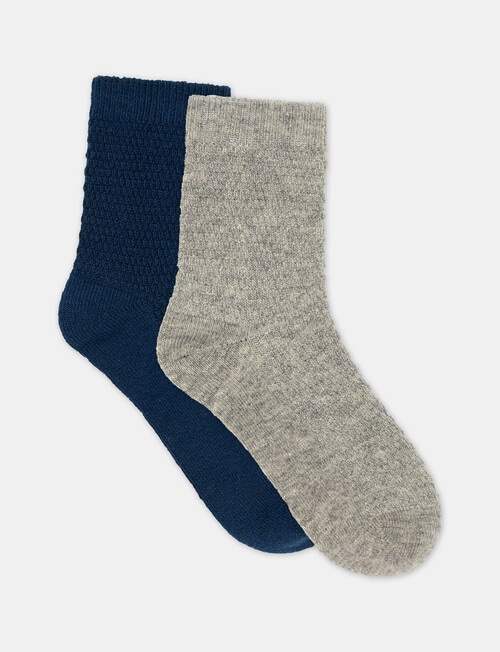 Ambra Waffle Crew Socks, 2-Pack, Grey Marle & Empress product photo View 02 L