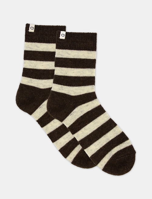 Ambra Winter Stripe Crew Socks, Coffee product photo View 02 L