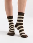 Ambra Winter Stripe Crew Socks, Coffee product photo View 03 S