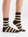Ambra Winter Stripe Crew Socks, Coffee product photo View 04 S