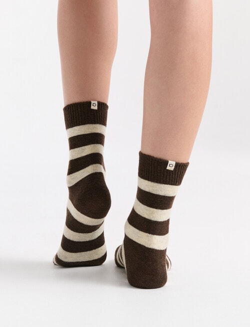 Ambra Winter Stripe Crew Socks, Coffee product photo View 05 L
