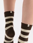 Ambra Winter Stripe Crew Socks, Coffee product photo View 06 S