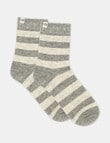 Ambra Winter Stripe Crew Socks, Grey Marle product photo View 02 S