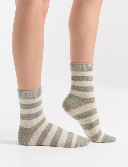 Ambra Winter Stripe Crew Socks, Grey Marle product photo View 04 L