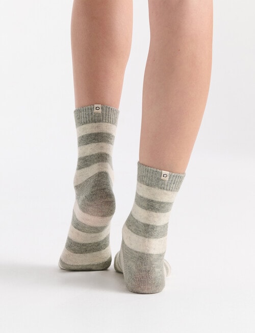 Ambra Winter Stripe Crew Socks, Grey Marle product photo View 05 L