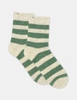 Ambra Winter Stripe Crew Socks, Fern product photo View 02 S