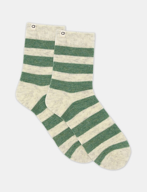 Ambra Winter Stripe Crew Socks, Fern product photo View 02 L