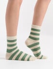 Ambra Winter Stripe Crew Socks, Fern product photo View 04 S