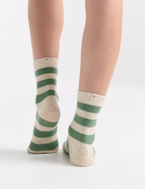 Ambra Winter Stripe Crew Socks, Fern product photo View 05 L