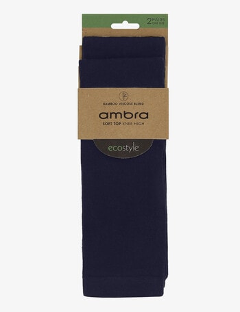 Ambra Bamboo Knee Hi Socks, 2-Pack, Navy product photo