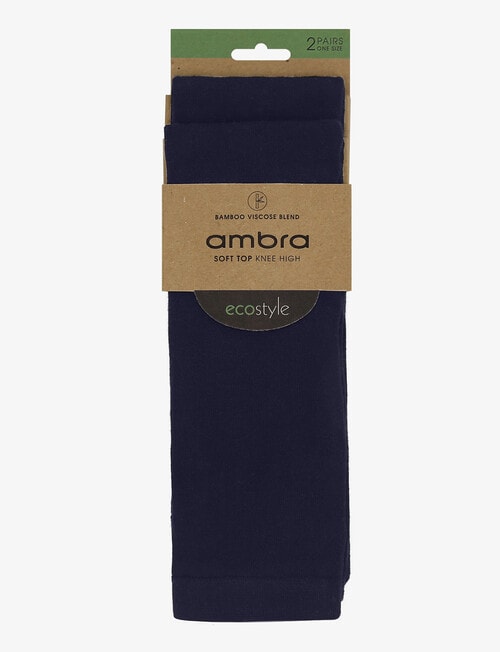 Ambra Bamboo Knee Hi Socks, 2-Pack, Navy product photo