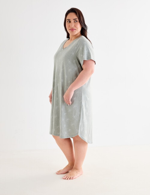 Studio Curve Sleep Palm T-Shirt Nightie, Sage Marle product photo View 03 L