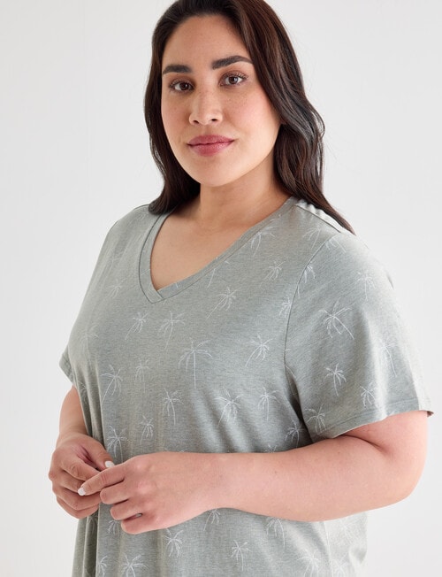 Studio Curve Sleep Palm T-Shirt Nightie, Sage Marle product photo View 04 L