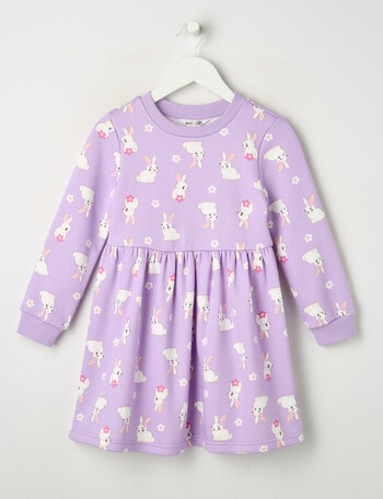 Mac & Ellie Bunny Long Sleeve Fleece Dress, Lilac product photo