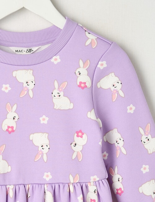 Mac & Ellie Bunny Long Sleeve Fleece Dress, Lilac product photo View 02 L