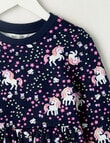 Mac & Ellie Unicorn Long Sleeve Fleece Dress, Navy product photo View 02 S