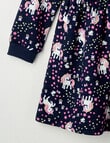 Mac & Ellie Unicorn Long Sleeve Fleece Dress, Navy product photo View 03 S