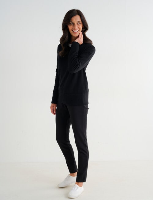 Ella J Merino Crew Neck Jumper, Black product photo View 03 L