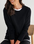 Ella J Merino Crew Neck Jumper, Black product photo View 04 S