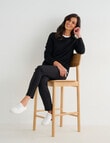 Ella J Merino Crew Neck Jumper, Black product photo View 05 S