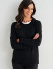 Ella J Merino Crew Neck Jumper, Black product photo View 06 S