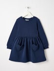 Mac & Ellie Heart Pocket Long Sleeve Fleece Dress, Navy product photo