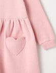 Mac & Ellie Heart Pocket Long Sleeve Fleece Dress, Blush product photo View 02 S