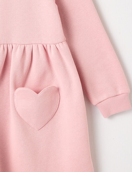 Mac & Ellie Heart Pocket Long Sleeve Fleece Dress, Blush product photo View 02 L