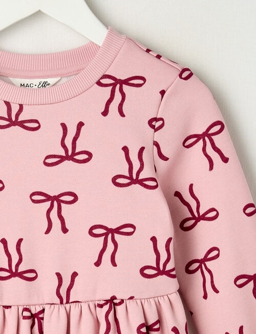 Mac & Ellie Bows Long Sleeve Fleece Dress, Blush product photo View 02 L