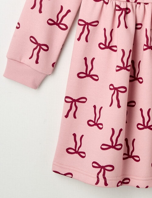 Mac & Ellie Bows Long Sleeve Fleece Dress, Blush product photo View 03 L