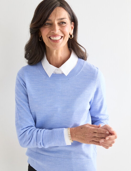 Ella J Merino Crew Neck Jumper, Pale Blue product photo View 05 L
