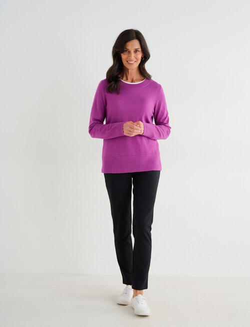 Ella J Merino Crew Neck Jumper, Pansy product photo View 03 L