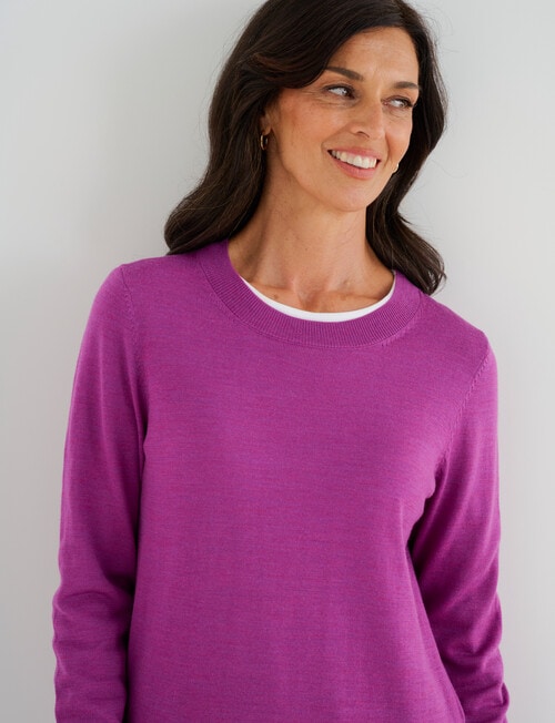 Ella J Merino Crew Neck Jumper, Pansy product photo View 05 L