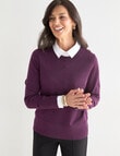 Ella J Merino Crew Neck Jumper, Grape product photo