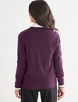 Ella J Merino Crew Neck Jumper, Grape product photo View 02 S