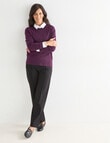 Ella J Merino Crew Neck Jumper, Grape product photo View 03 S