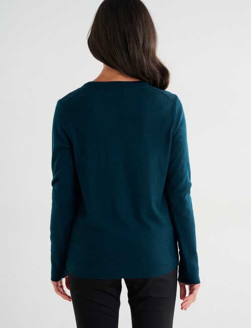 Ella J Merino Crew Neck Jumper, Forest product photo View 02 L