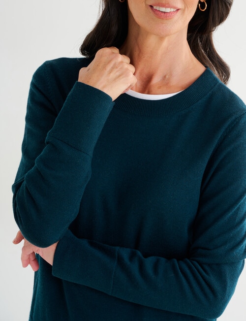 Ella J Merino Crew Neck Jumper, Forest product photo View 04 L