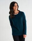 Ella J Merino Crew Neck Jumper, Forest product photo View 05 S