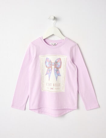 Mac & Ellie Watercolour Bows Long Sleeve Tee, Lavender product photo