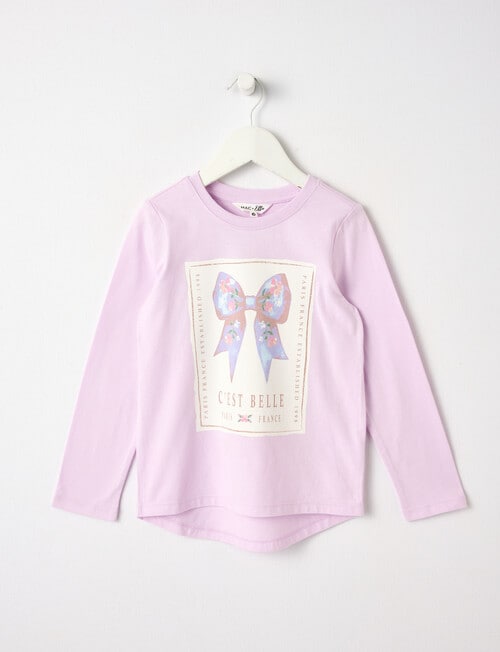 Mac & Ellie Watercolour Bows Long Sleeve Tee, Lavender product photo