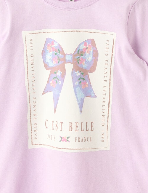 Mac & Ellie Watercolour Bows Long Sleeve Tee, Lavender product photo View 02 L