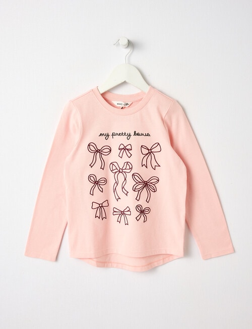Mac & Ellie Embroidered Bows Long Sleeve Tee, Dusk product photo