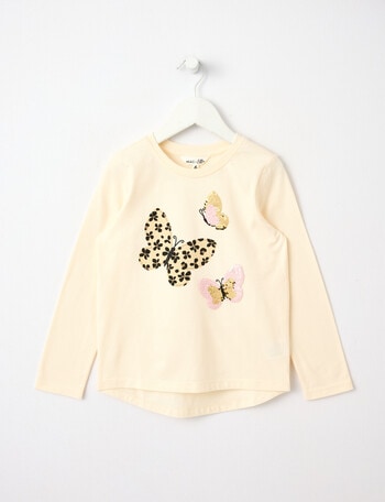 Mac & Ellie Long Sleeve Tee Novelty Butterflies, Vanilla product photo