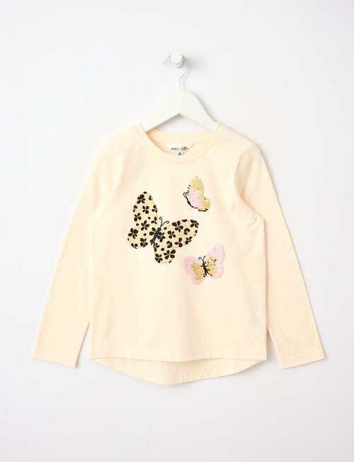 Mac & Ellie Long Sleeve Tee Novelty Butterflies, Vanilla product photo